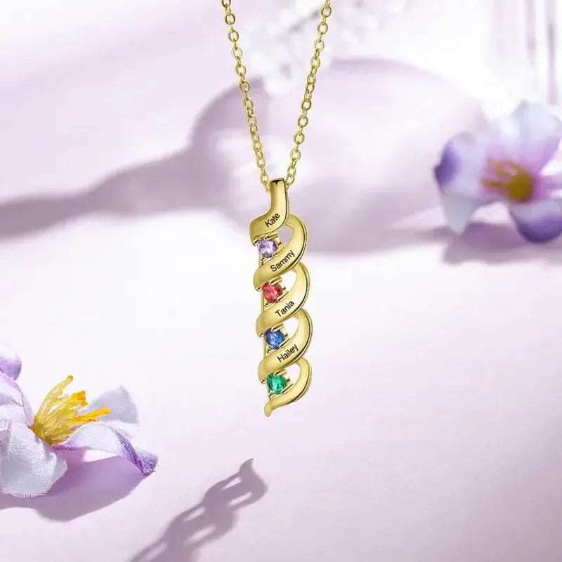 Personalised Necklace for Mum with Names and Birthstones IfShe UK