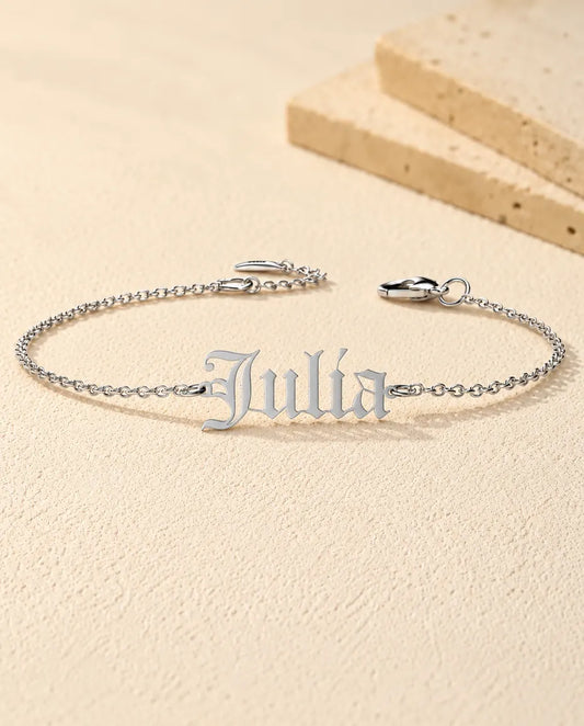 Personalised Old English Name Bracelet for Women - front view