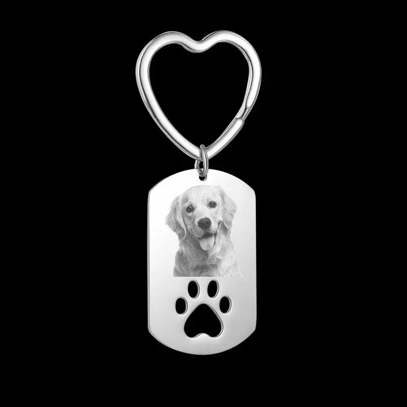 Personalised Photo Dog Keyring with Engraving