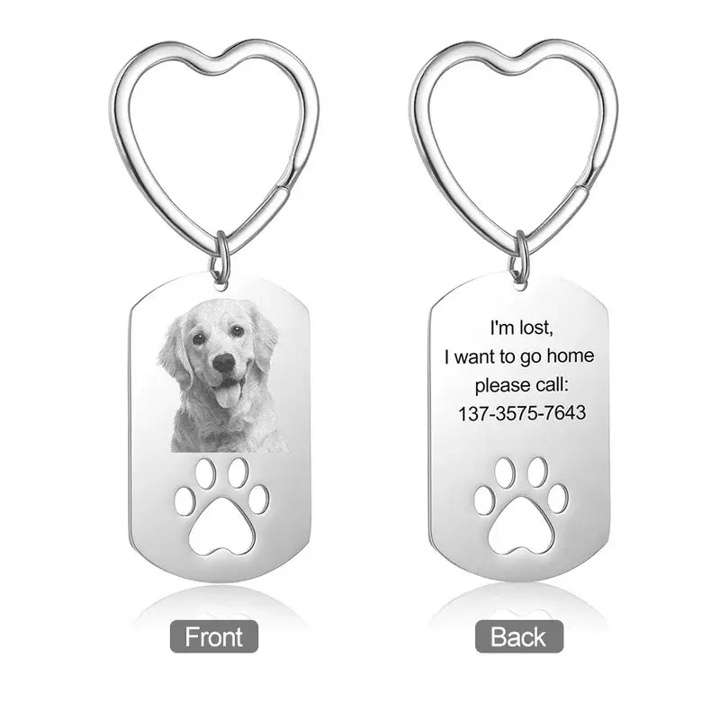 Personalised Photo Dog Keyring with Engraving