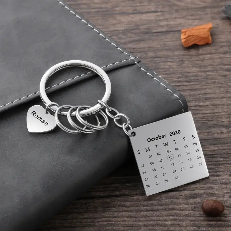 Personalised Photo and Engraved Charm Keyring