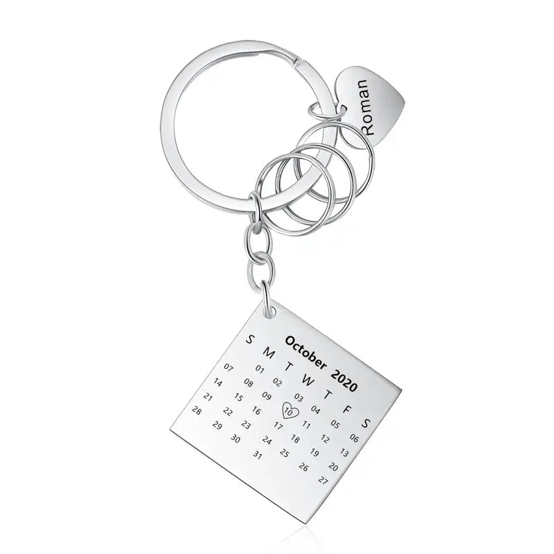 Personalised Photo and Engraved Charm Keyring