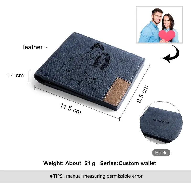 Personalised Photo Engraved Wallet with Text