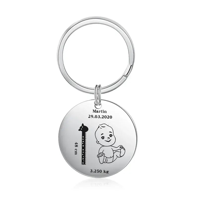 Personalised Photo Keyring with Baby Birth Information