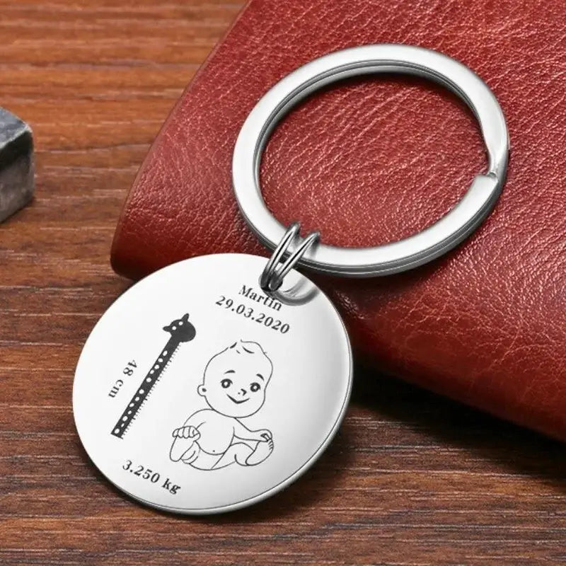 Personalised Photo Keyring with Baby Birth Information