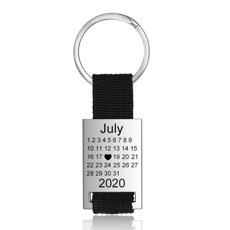 Personalised Photo Keyring with Calendar and Name