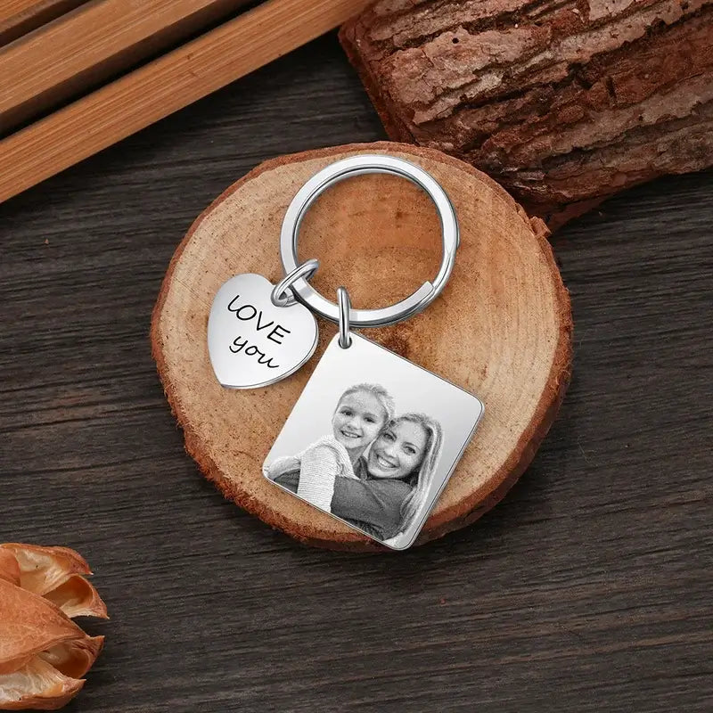 Personalised Photo Keyring with Calendar and Engraving