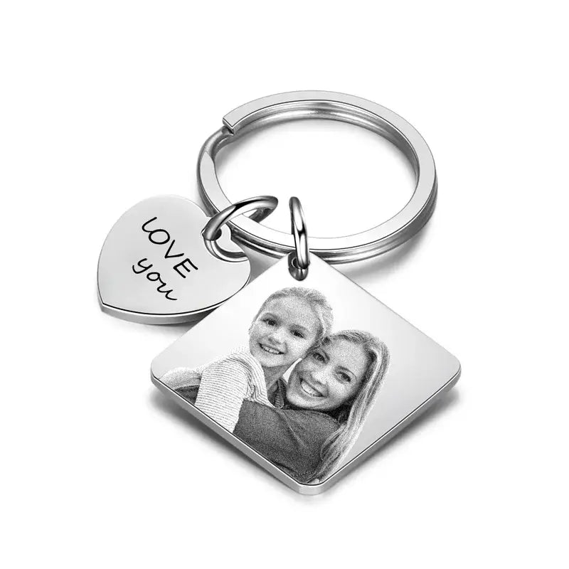 Personalised Photo Keyring with Calendar and Engraving