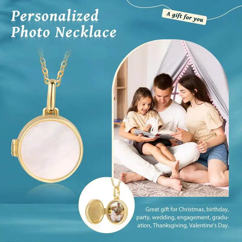 Personalised Photo Locket Necklace with Engraving