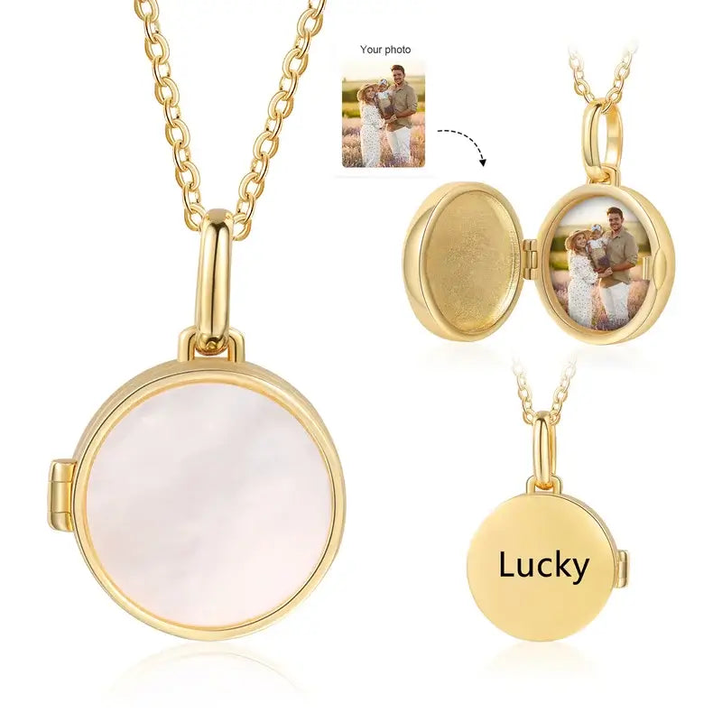 Personalised Photo Locket Necklace with Engraving