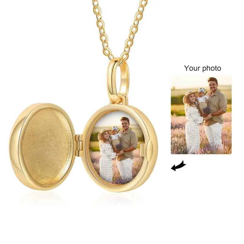 Personalised Photo Locket Necklace with Engraving