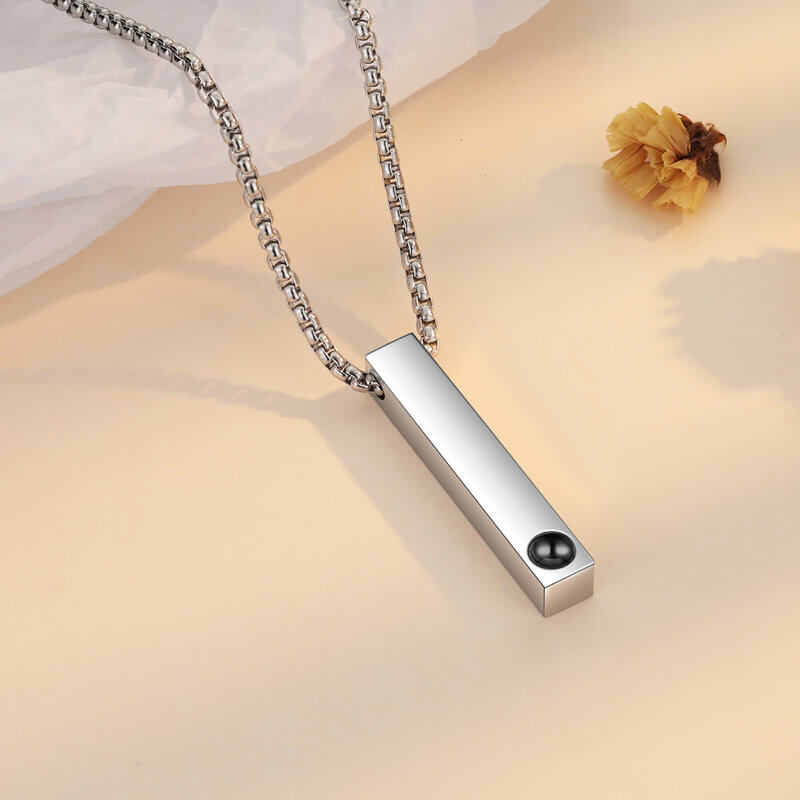 Personalised Photo Projection Bar Pendant Necklace