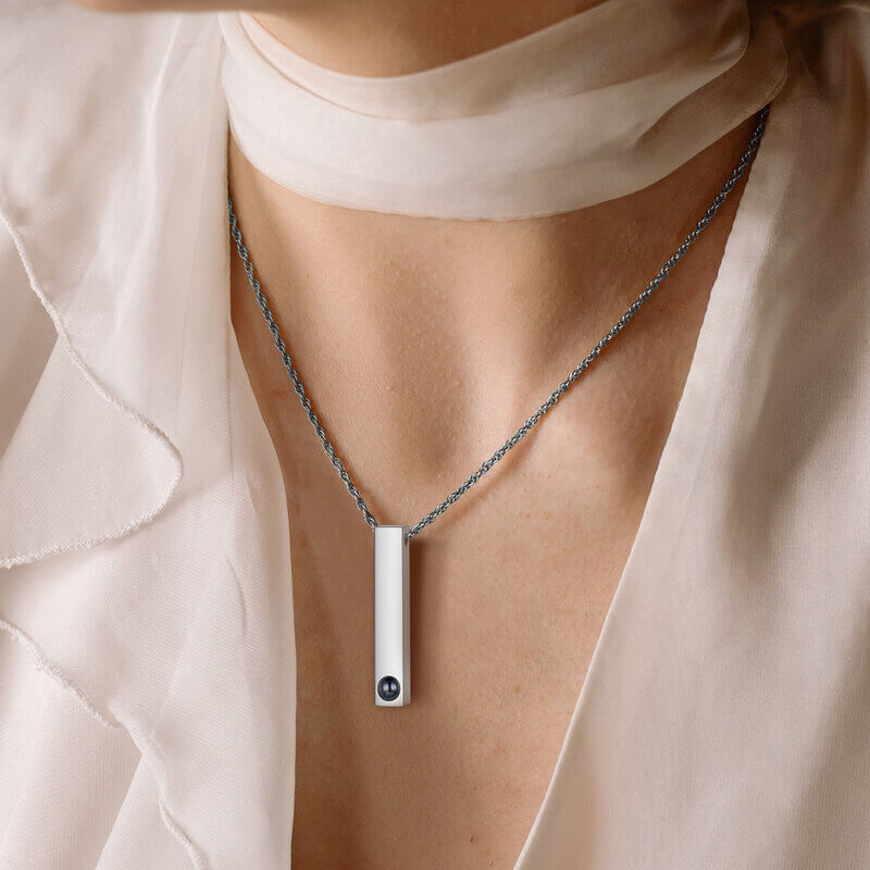 Personalised Photo Projection Bar Pendant Necklace