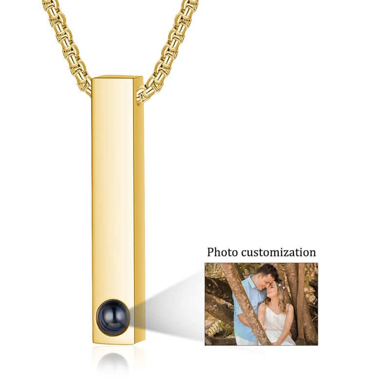 Personalised Photo Projection Bar Pendant Necklace