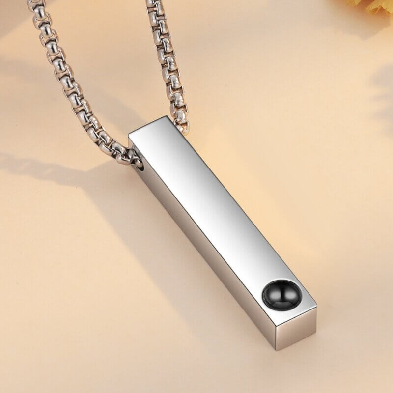 Personalised Photo Projection Bar Pendant Necklace