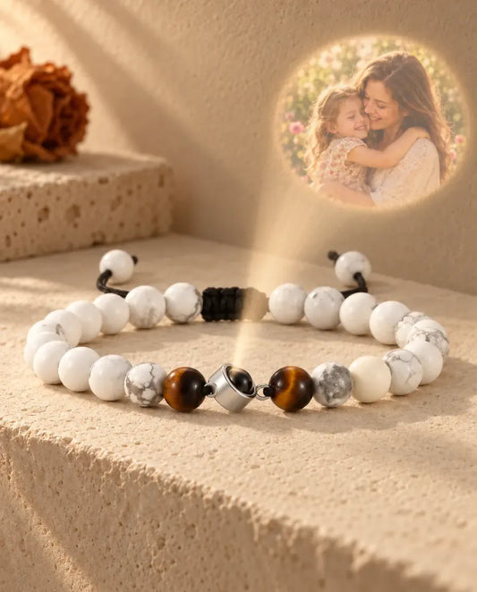 Personalised Photo Projection Bracelet for Women - projecting the hidden photo onto a wall