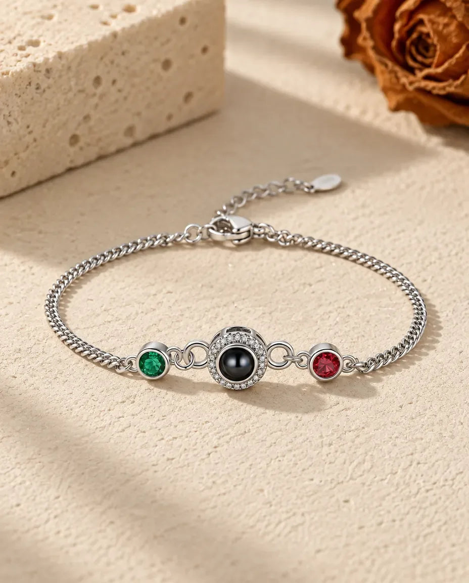 Photo Projection Bracelet - front view in silver