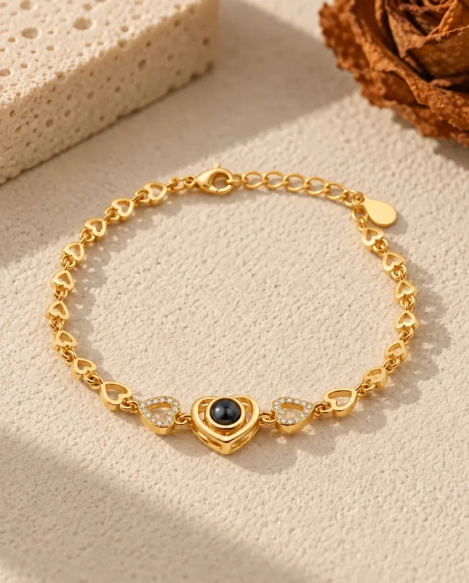 Personalised Photo Projection Bracelet - in gold finish