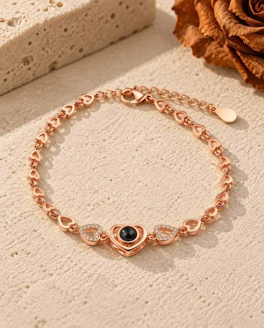 Personalised Photo Projection Bracelet - in rose gold finish