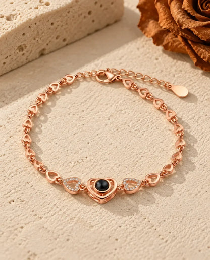 Personalised Photo Projection Bracelet - in rose gold finish