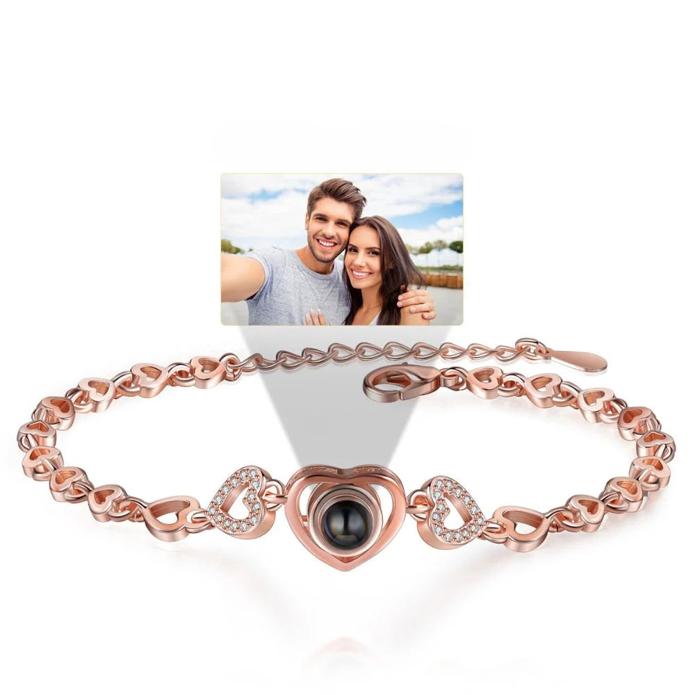 Heart Photo Bracelet with Picture Inside | Memory Projection Bracelet