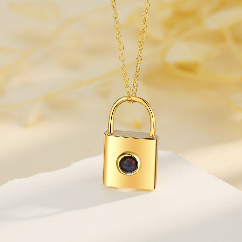 Personalised Photo Projection Lock Pendant Necklace