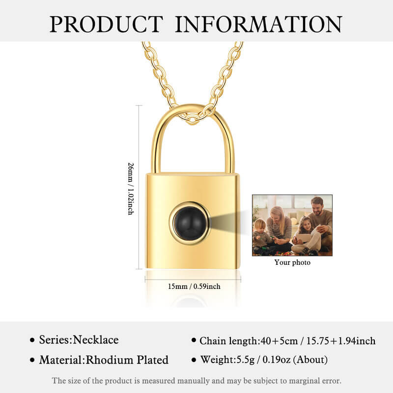 Personalised Photo Projection Lock Pendant Necklace