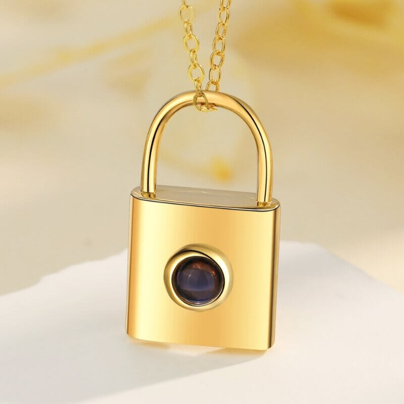 Personalised Photo Projection Lock Pendant Necklace