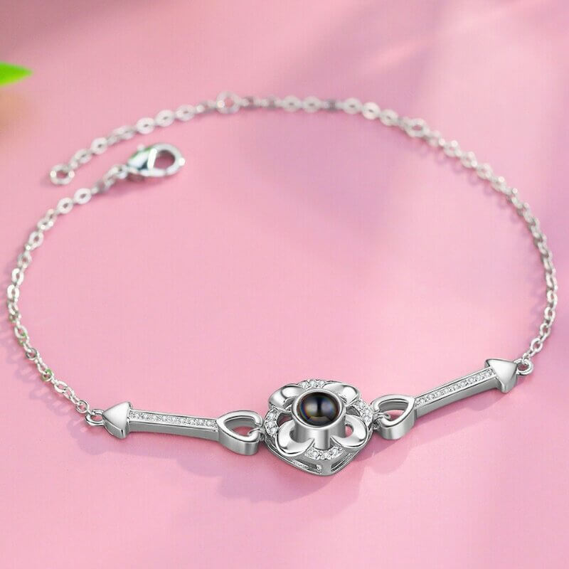 Personalised Projection Bracelet Flower Pendant