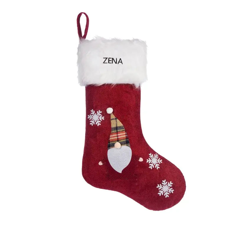 Personalised Red Xmas Stockings | Elk, Christmas Tree, Santa, Snowman