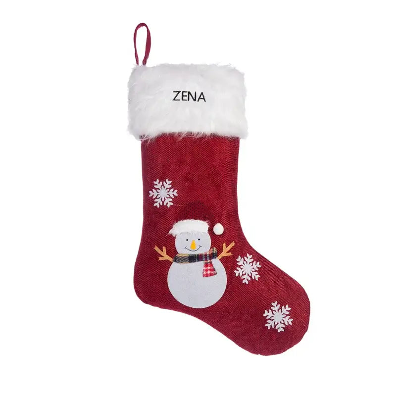 Personalised Red Xmas Stockings | Elk, Christmas Tree, Santa, Snowman