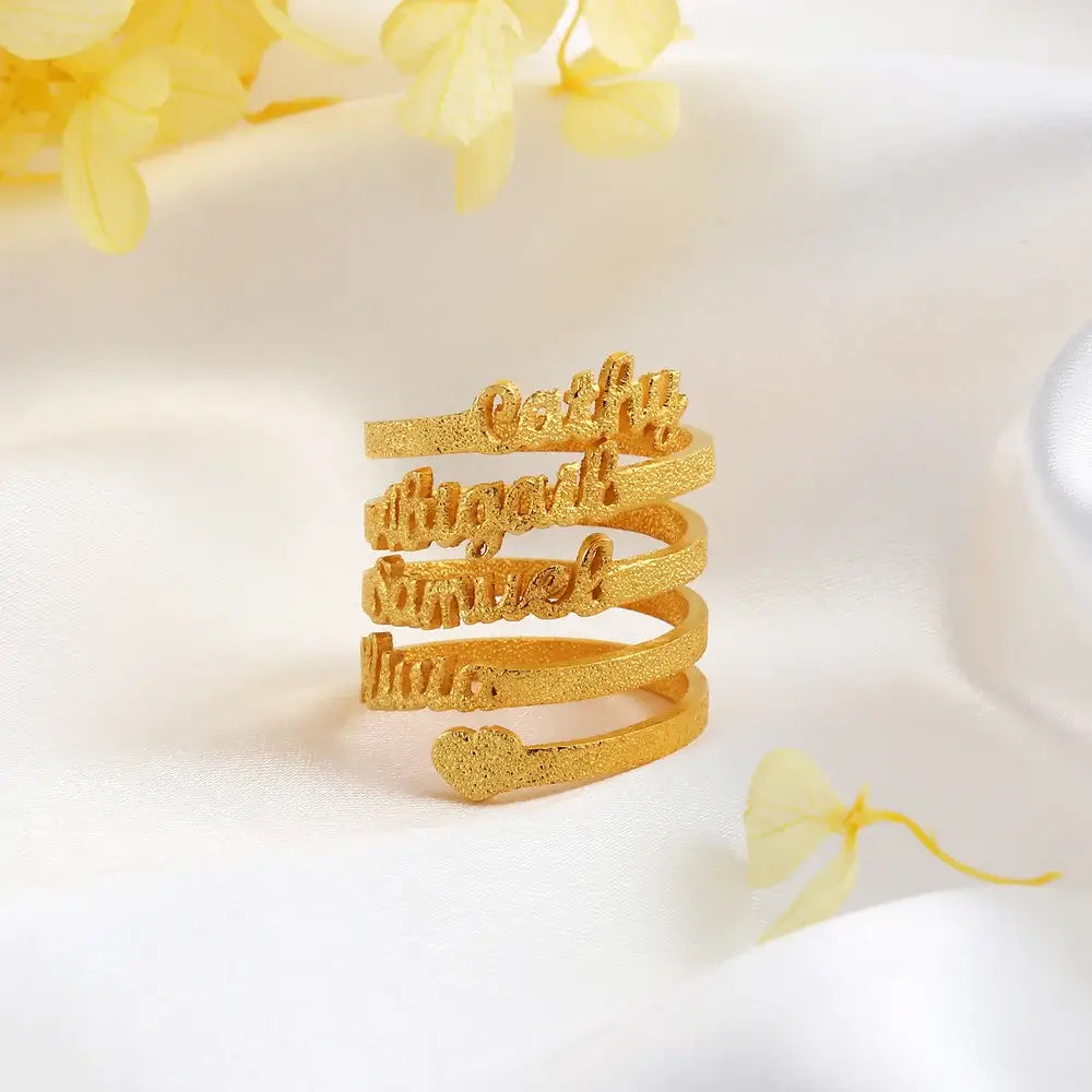 Personalised Ring with Names, Adjustable Name Ring for Mum, Personalised 1-4 Name Ring Silver/Gold/Rose Gold