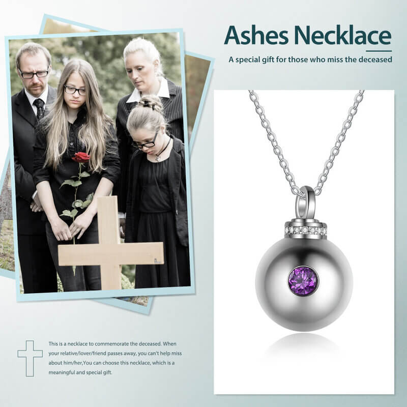 Personalised Round Ashes Necklace with Birthstone
