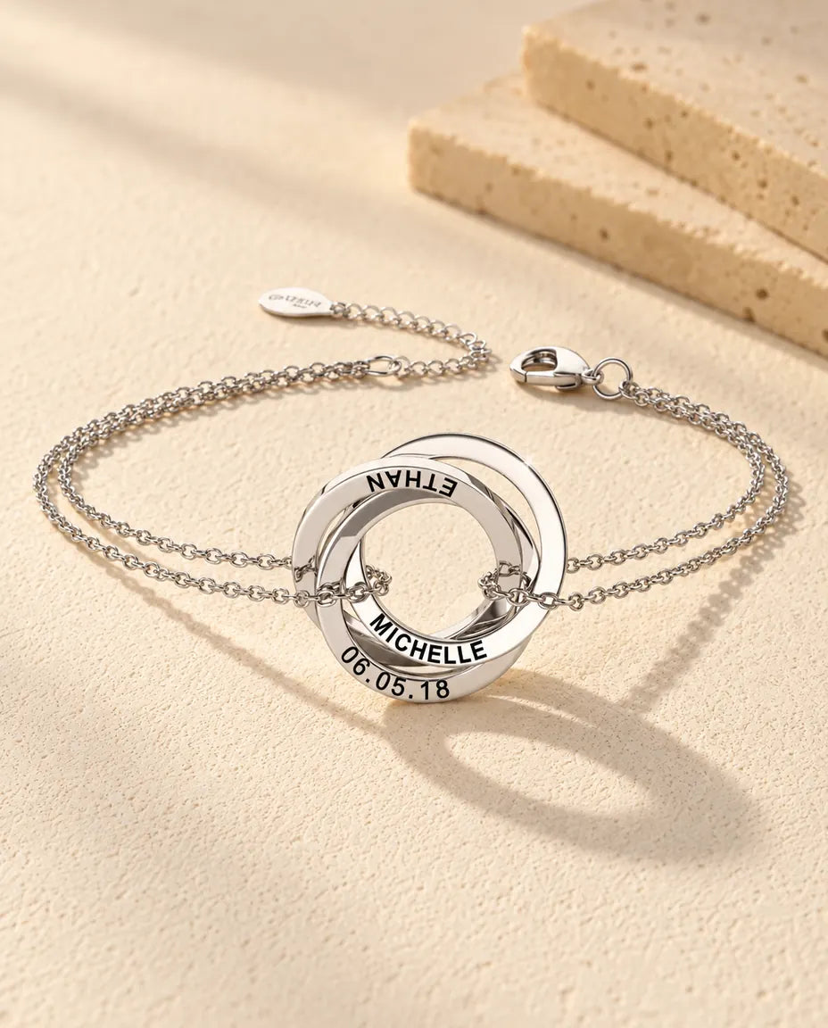 Personalised Russian Ring Bracelet - front view