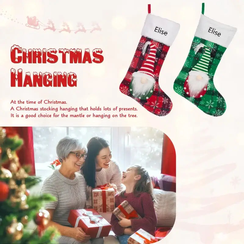 Personalised Candy Gifts Bag Santa Stocking for Xmas Tree