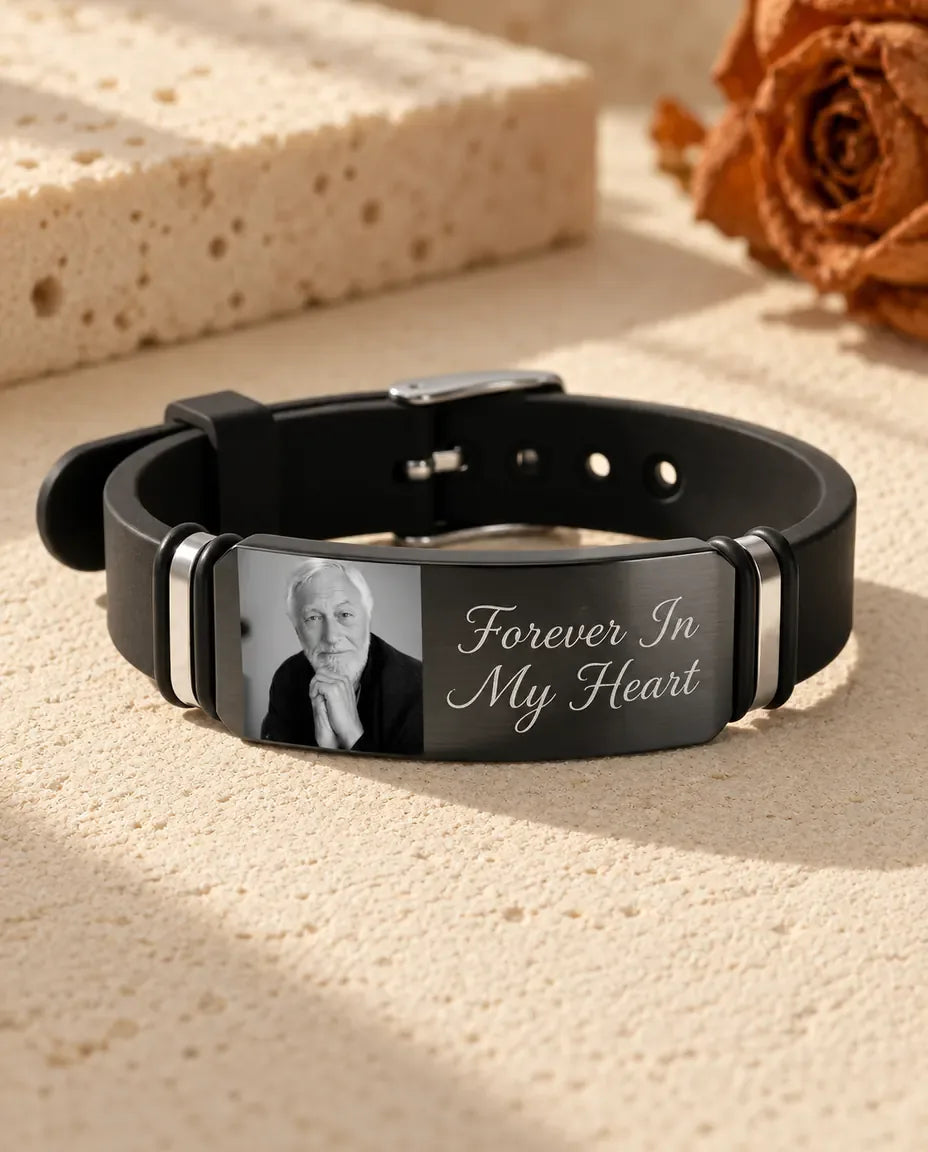 Personalised Photo Bracelet for Men - laid flat