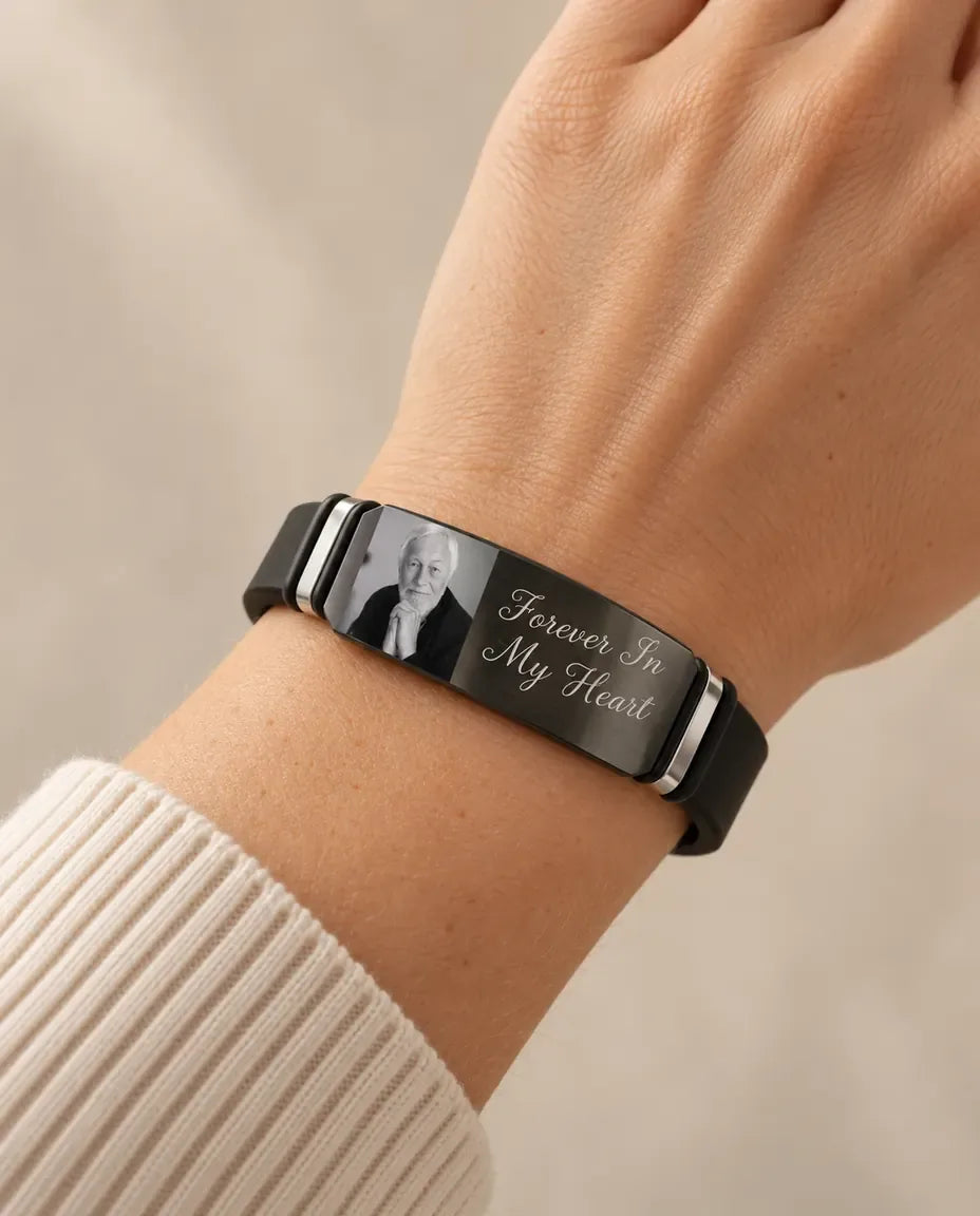 Personalised Photo Bracelet for Men - worn on a model
