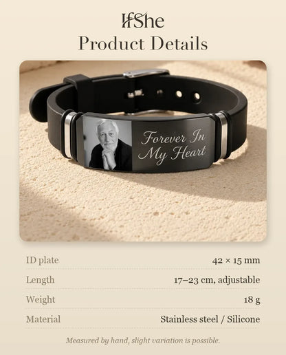 Personalised Photo Bracelet for Men - size and material details