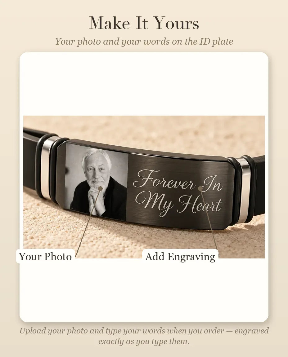 Personalised Photo Bracelet for Men - personalisation guide: photo upload and engraving