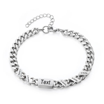 Personalised Stainless Steel Engraved Men's Bracelet with 1-6 Custom Names