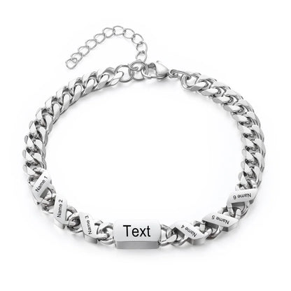 Personalised Stainless Steel Engraved Men's Bracelet with 1-6 Custom Names