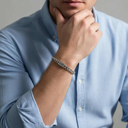 Personalised Stainless Steel Engraved Men's Bracelet with 1-6 Custom Names