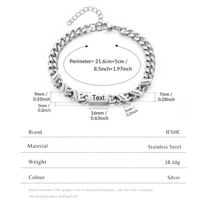 Personalised Stainless Steel Engraved Men's Bracelet with 1-6 Custom Names