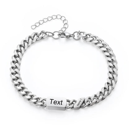 Personalised Stainless Steel Engraved Men's Bracelet with 1-6 Custom Names