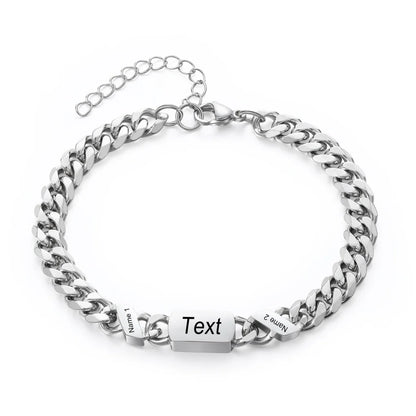 Personalised Stainless Steel Engraved Men's Bracelet with 1-6 Custom Names