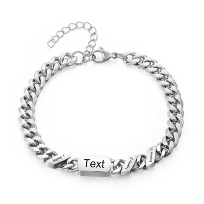 Personalised Stainless Steel Engraved Men's Bracelet with 1-6 Custom Names