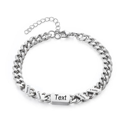 Personalised Stainless Steel Engraved Men's Bracelet with 1-6 Custom Names