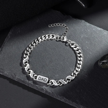 Personalised Stainless Steel Engraved Men's Bracelet with 1-6 Custom Names