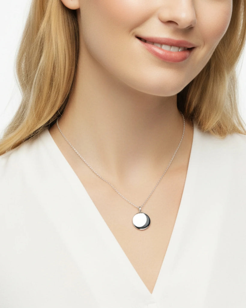 Personalised Sterling Silver Photo Locket Necklace with Custom Engraving