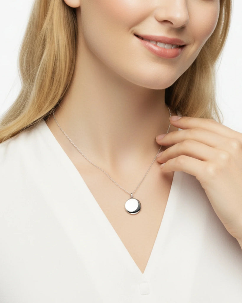 Personalised Sterling Silver Photo Locket Necklace with Custom Engraving
